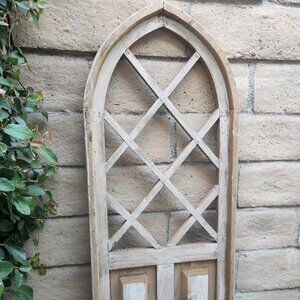 Arch Wood Farmhouse Cathedral Window Rustic Distress Wall Decor Pescarito 38" H